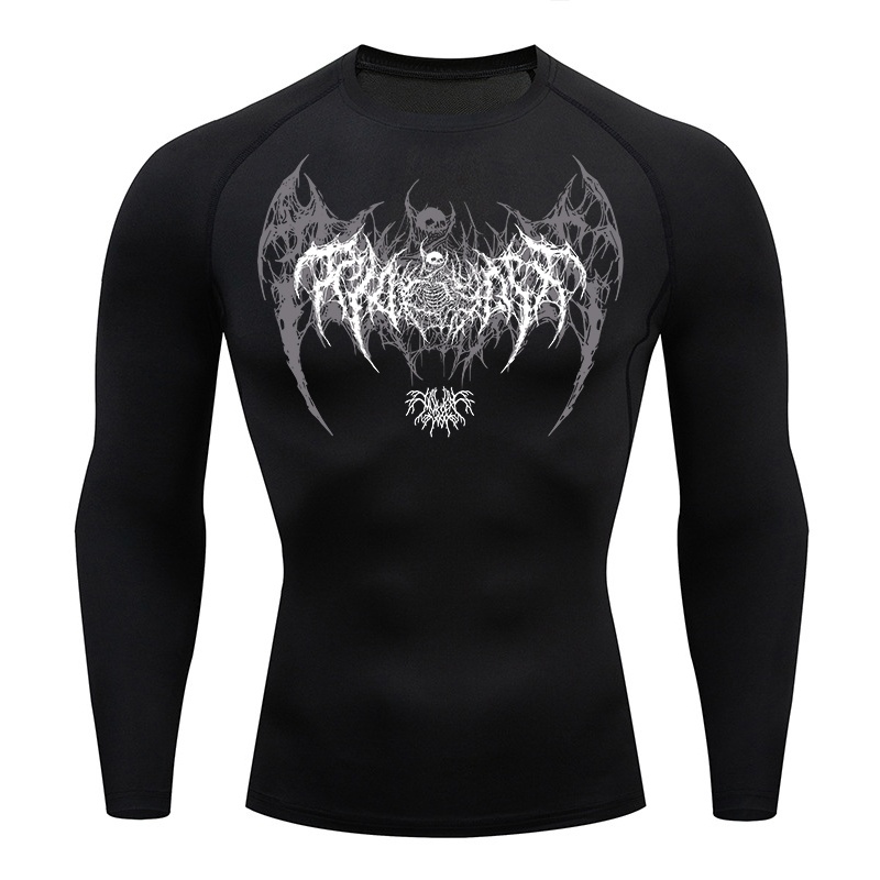 Skull Wings Print Long Sleeve  - Base Layer Top ulasan dan harga
