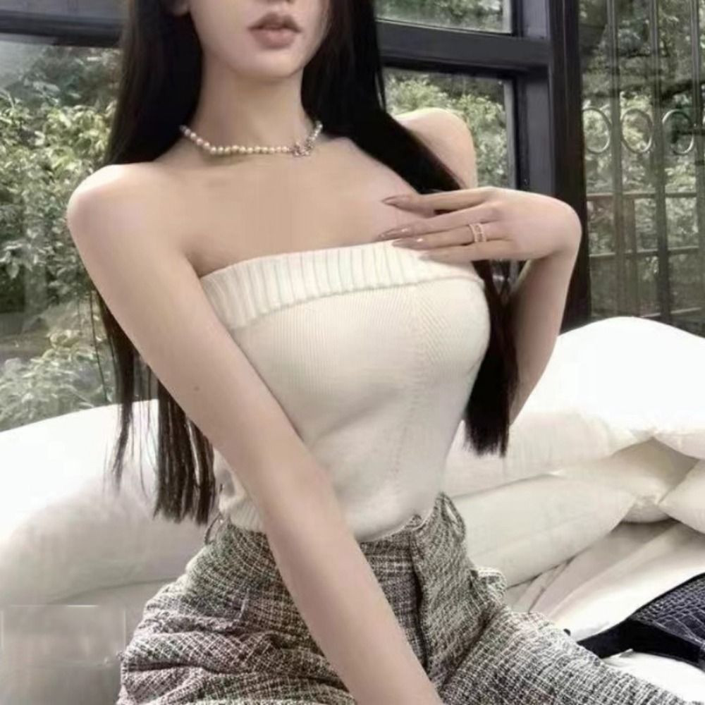 Strapless Bandeau Tube Top Cas - Tank Top Ribbed ulasan dan harga