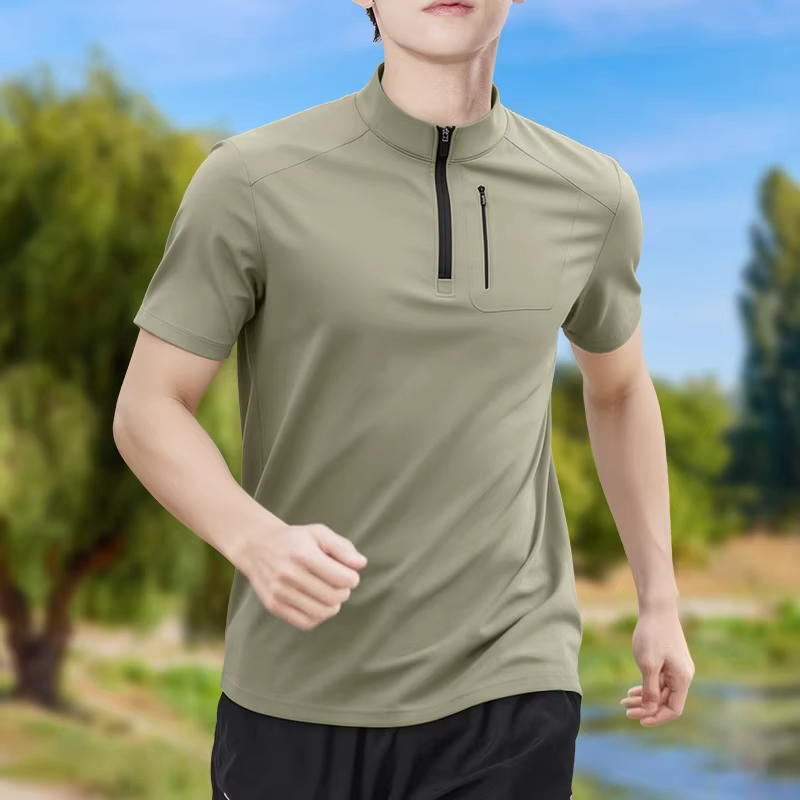 Men's Half-Zip High-Stretch Qu - T Shirt Tight Fit ulasan dan harga