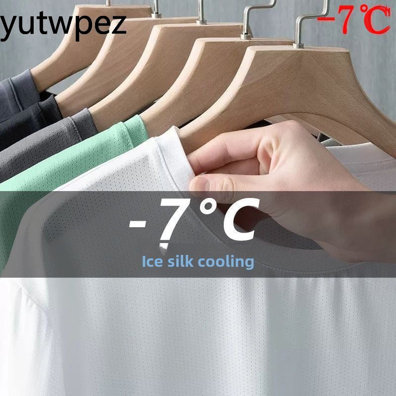 Summer Ice Silk Men T Shirt Sh - T Shirt Tight Fit ulasan dan harga